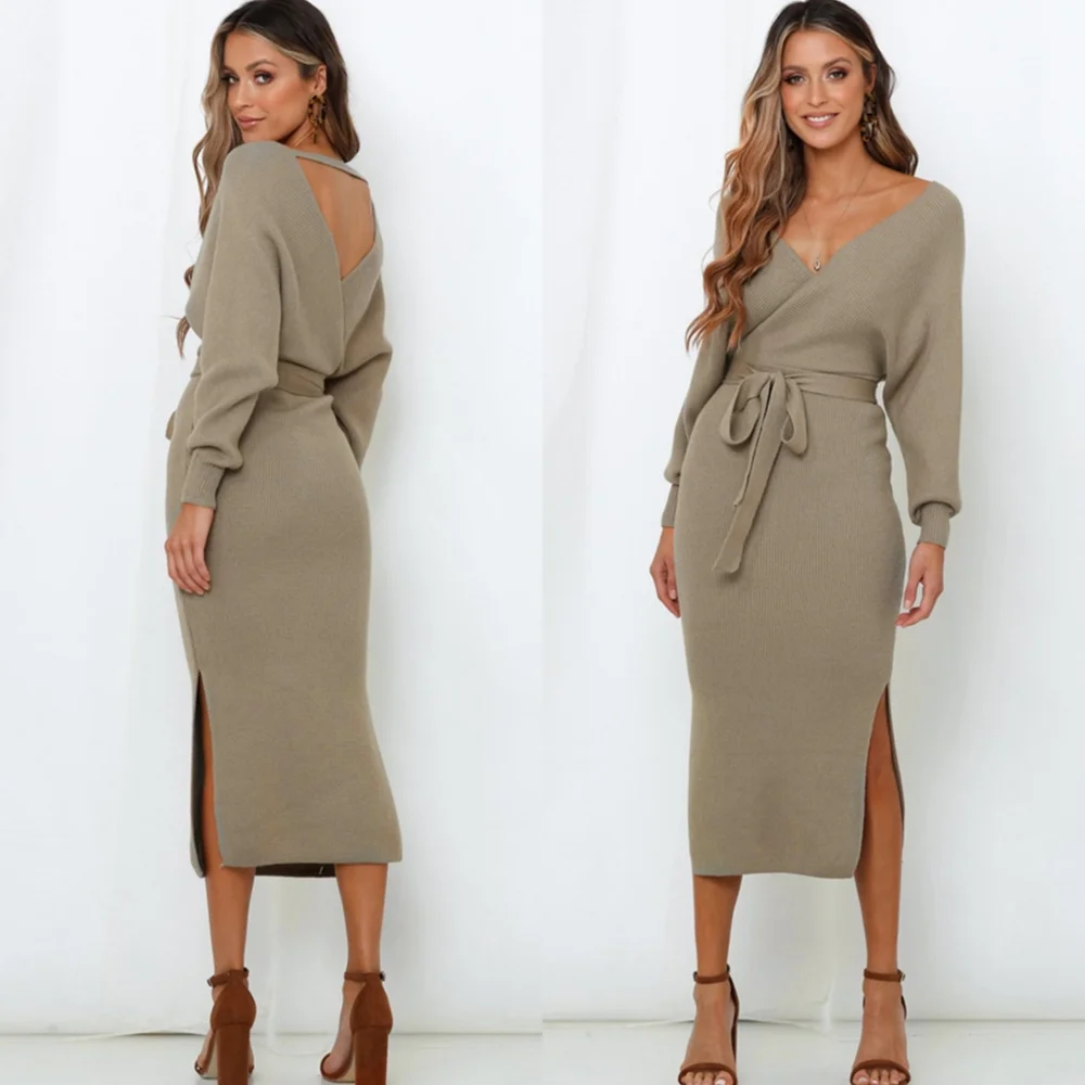 Grace Sweater Dress - Tan - Picture 1 of 8